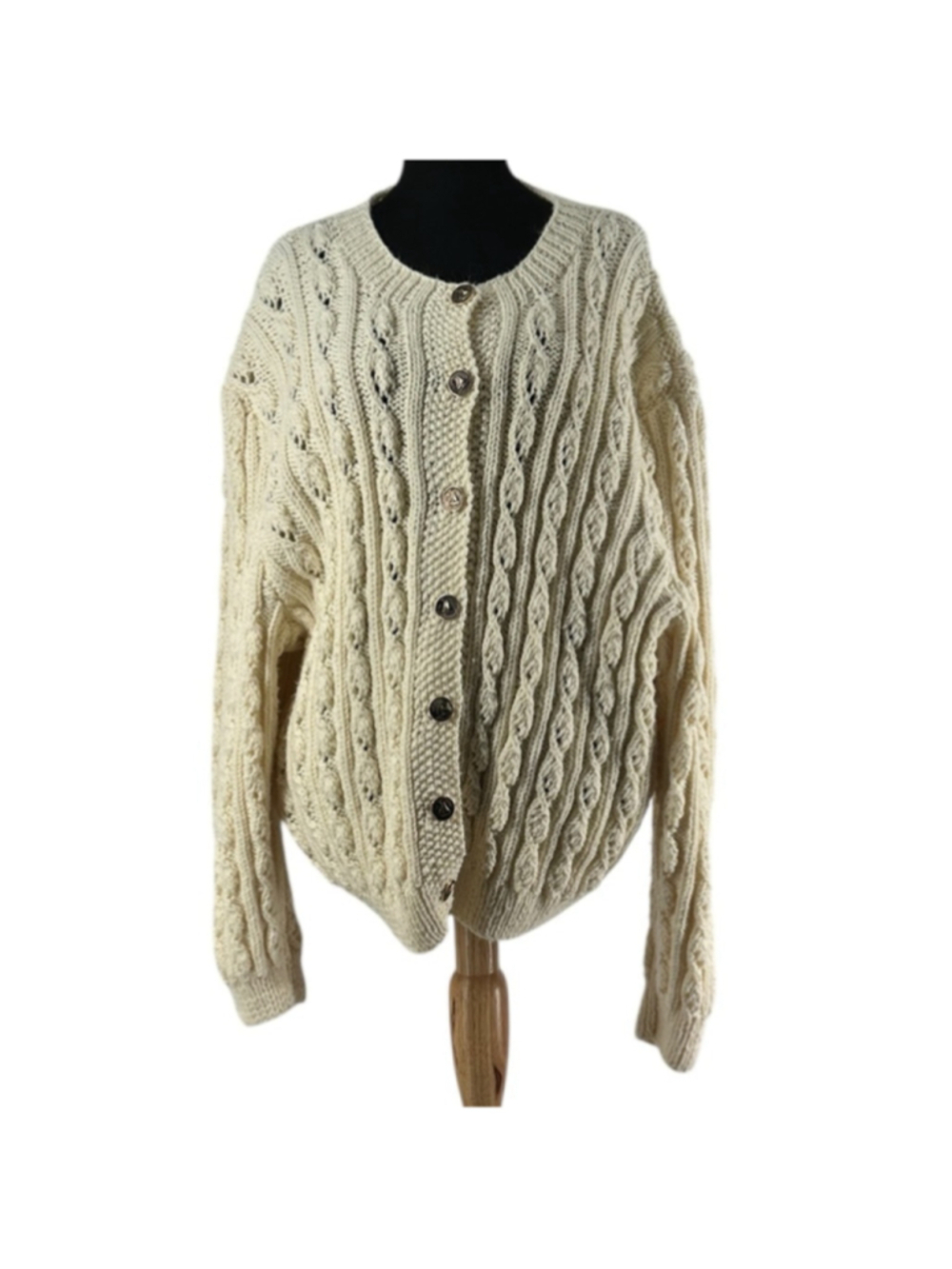 Handmade sweater Cable Knit Button-Front Sweater Cardigan nautical buttons sz lg